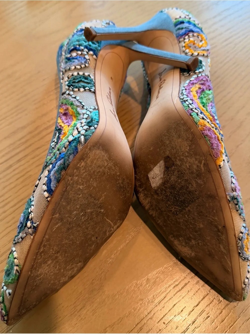 Sam Edelman Multicolor Embroidered Pointed Toe Heels